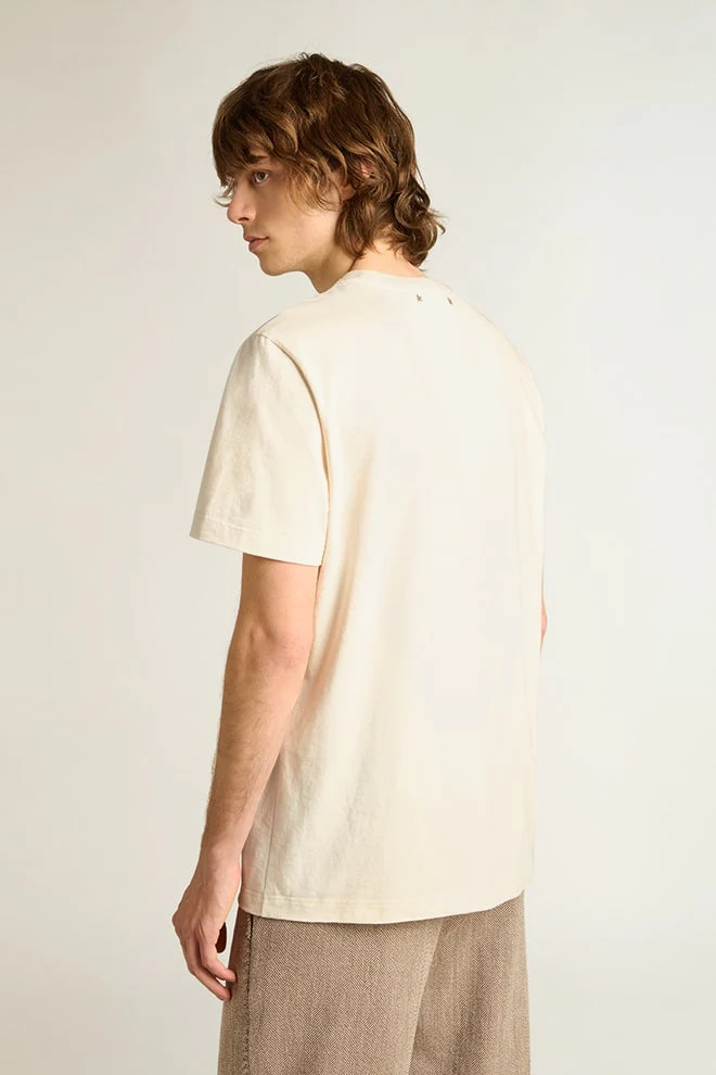 Men | Cotton T-Shirt Aged White with Faded Lettering | Heritage White x Black - Image 11