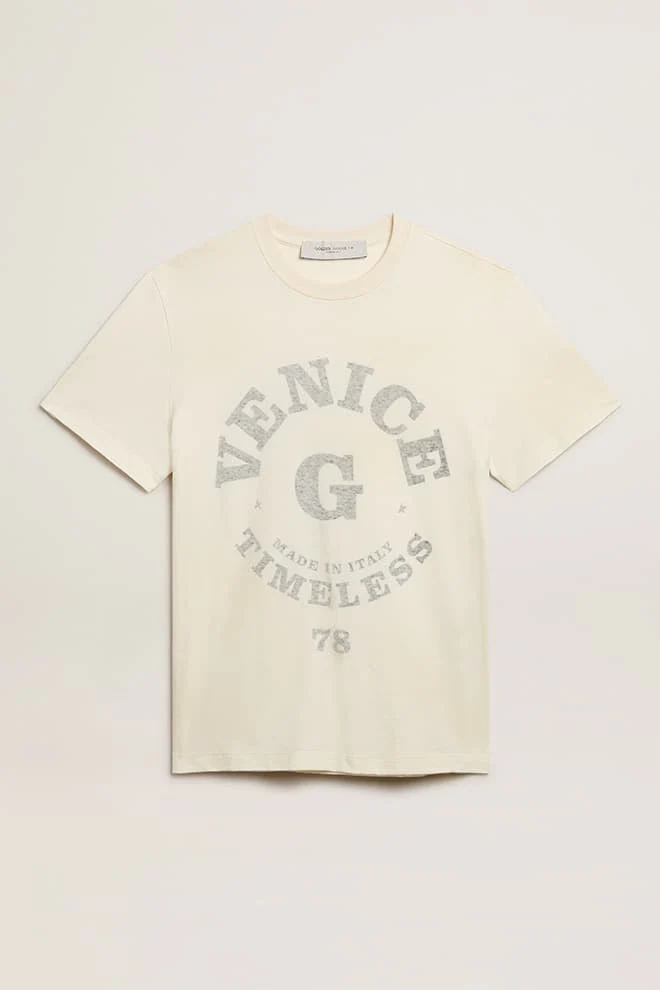 Men | Cotton T-Shirt Aged White with Faded Lettering | Heritage White x Black - Image 5