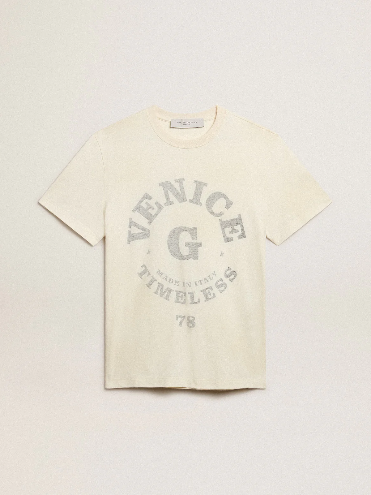 Men | Cotton T-Shirt Aged White with Faded Lettering | Heritage White x Black - Image 8
