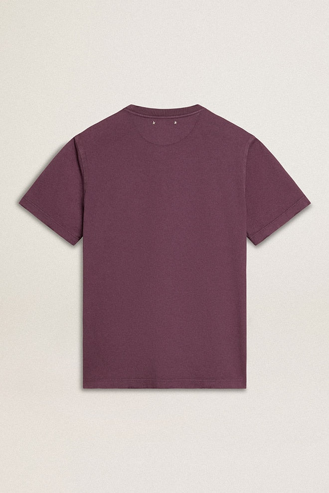 Men | Cotton T-Shirt Worn Purple with Logo Print | Purple x Black - Image 7