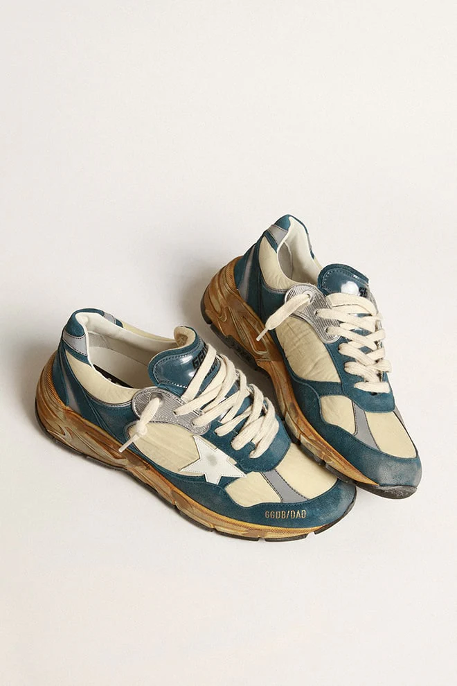 Men | Dad-Star Petrol-Blue Suede with White Leather Star | White Beige x Octane Blue x White x Silver - Image 8