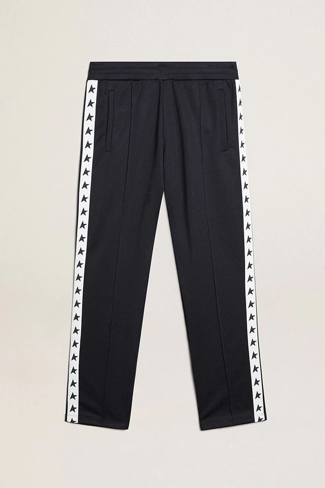 Men | Dark Blue Joggers with Contrasting Strip & Stars | Dark Blue x White - Image 10