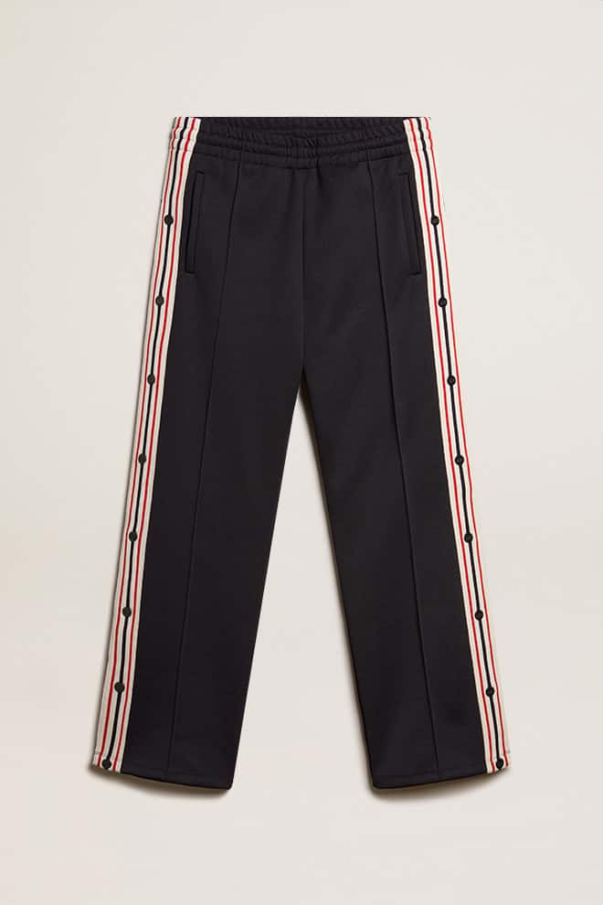 Men | Dark Blue Joggings Wide Tapered Leg Fit with Metal Clips | Dark Blue x Papyrus - Image 2