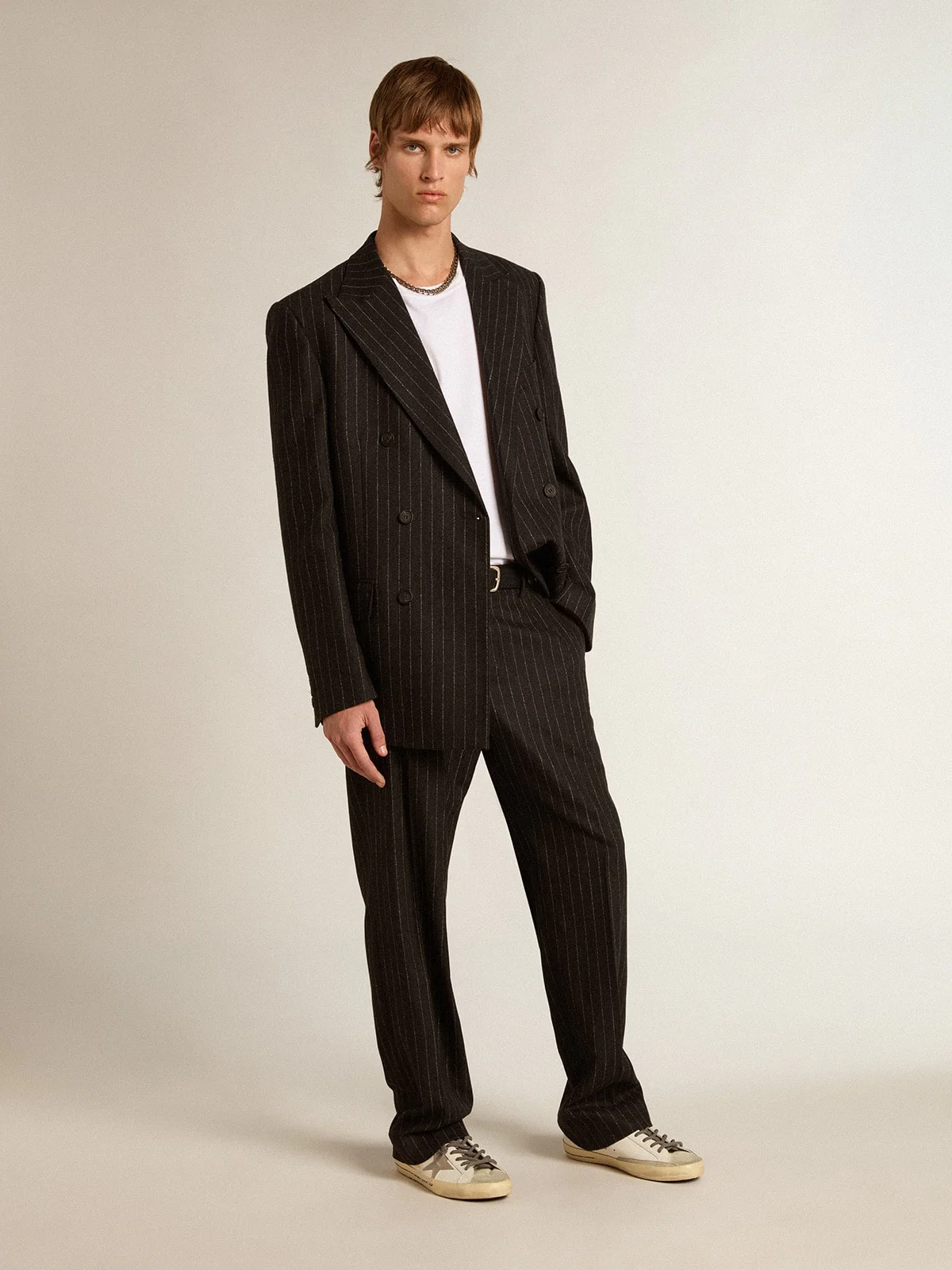 Men | Double-Breasted Blazer Gray Melange Wool | Melange Dark Grey x Arctic Wolf - Image 4