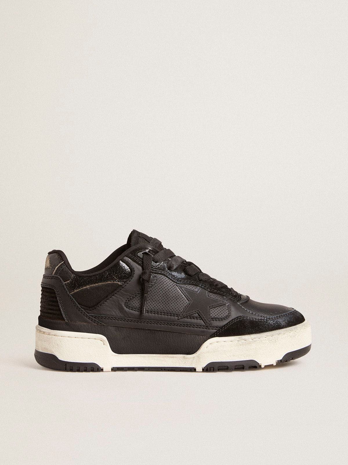 Men | Forty2 with Black Star & Black Glitter Lived-In Leather Heel Tab | Black - Image 7