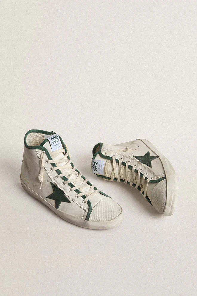 Men | Francy Ltd White Nappa Leather with Green Rubber Star | White x Green - Image 5