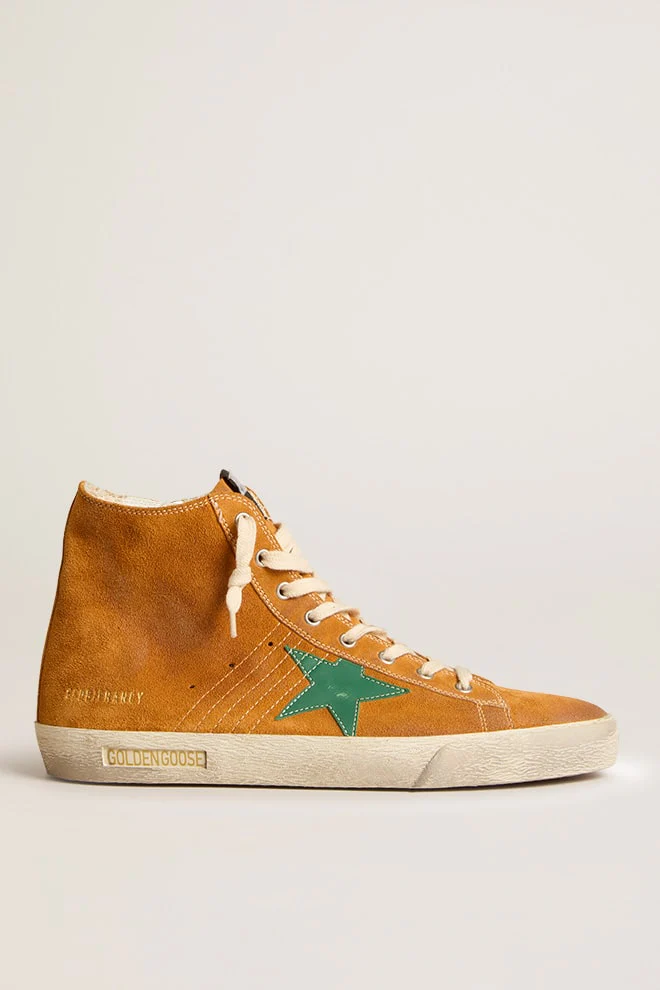 Men | Francy Penstar Cinnamon Suede with Green Leather Star | Cathay Spice x Green - Image 2