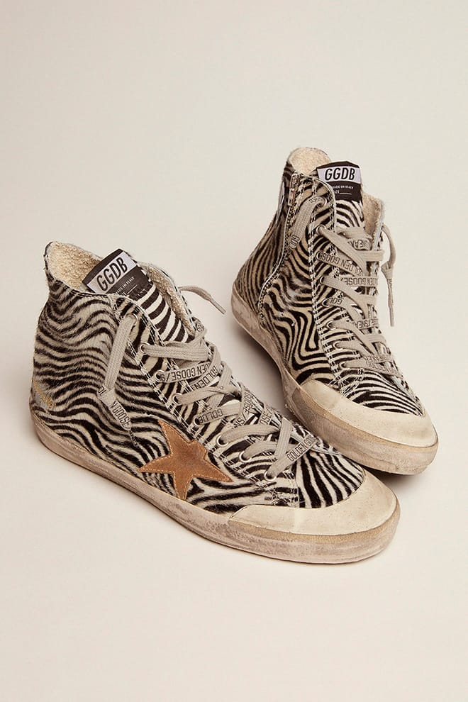 Men | Francy Penstar Ltd Zebra Print Pony Skin with Tobacco Star | White Black x Tobacco x Black - Image 7