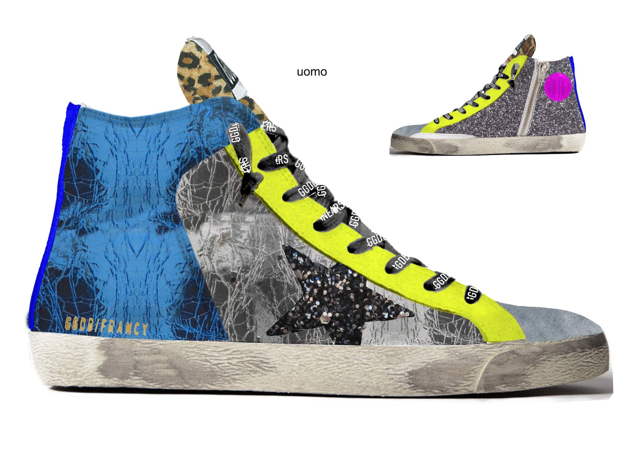 Men | Francy Silver & Blue Crack Leather - Image 2