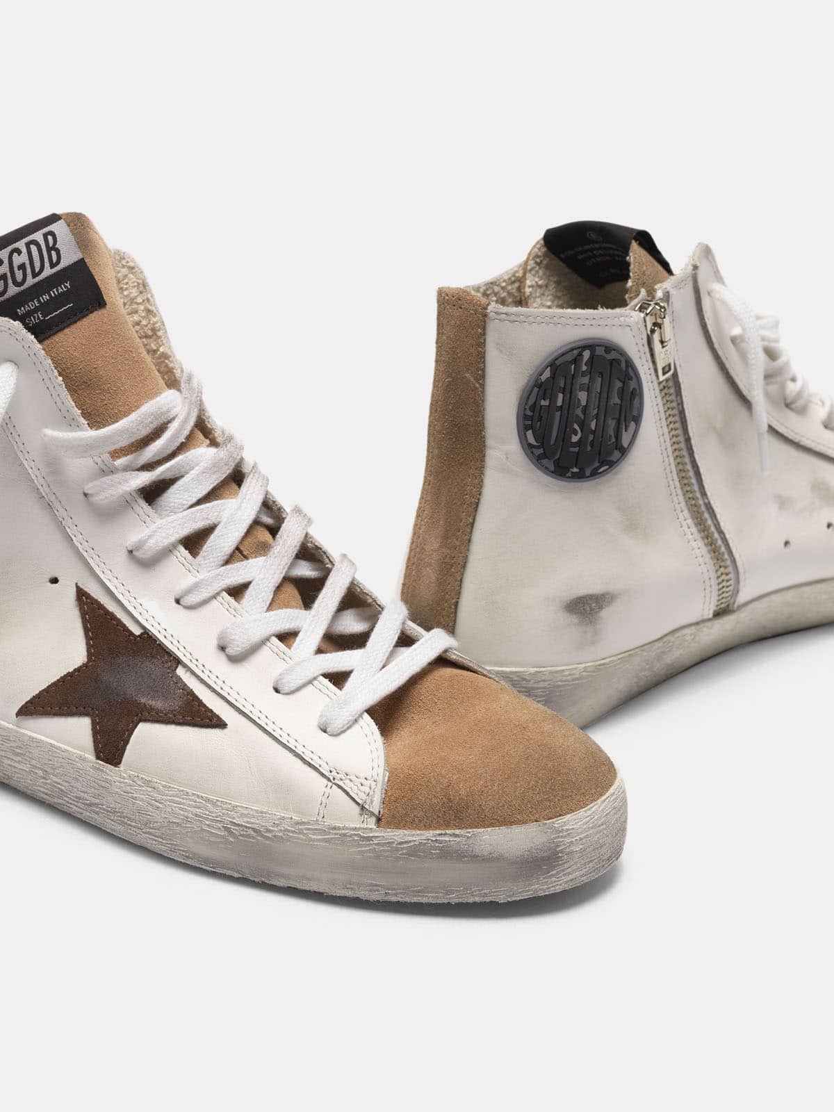 Men | Francy Sneakers Nude Suede & White Leather with Contrast Star - Image 6