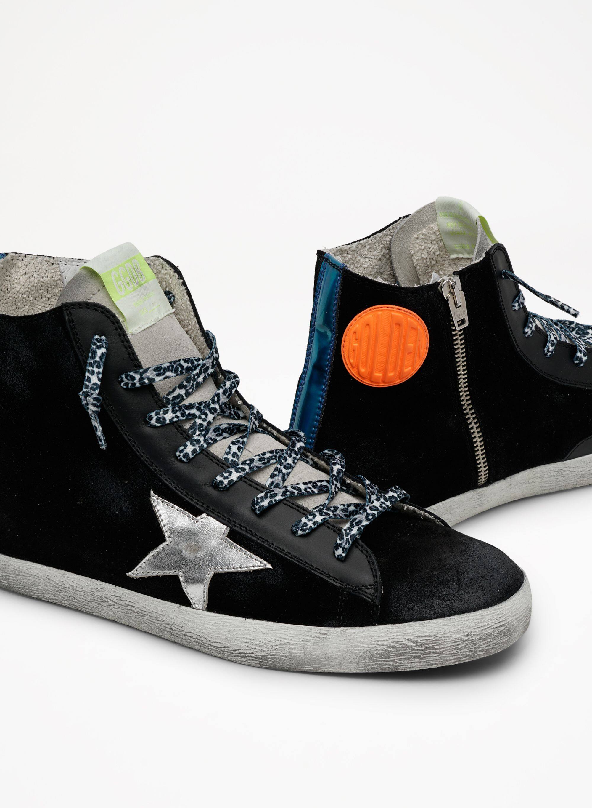 Men | Francy Suede Upper Laminated Star Mirror Heel | Black x Silver x Ocean - Image 2