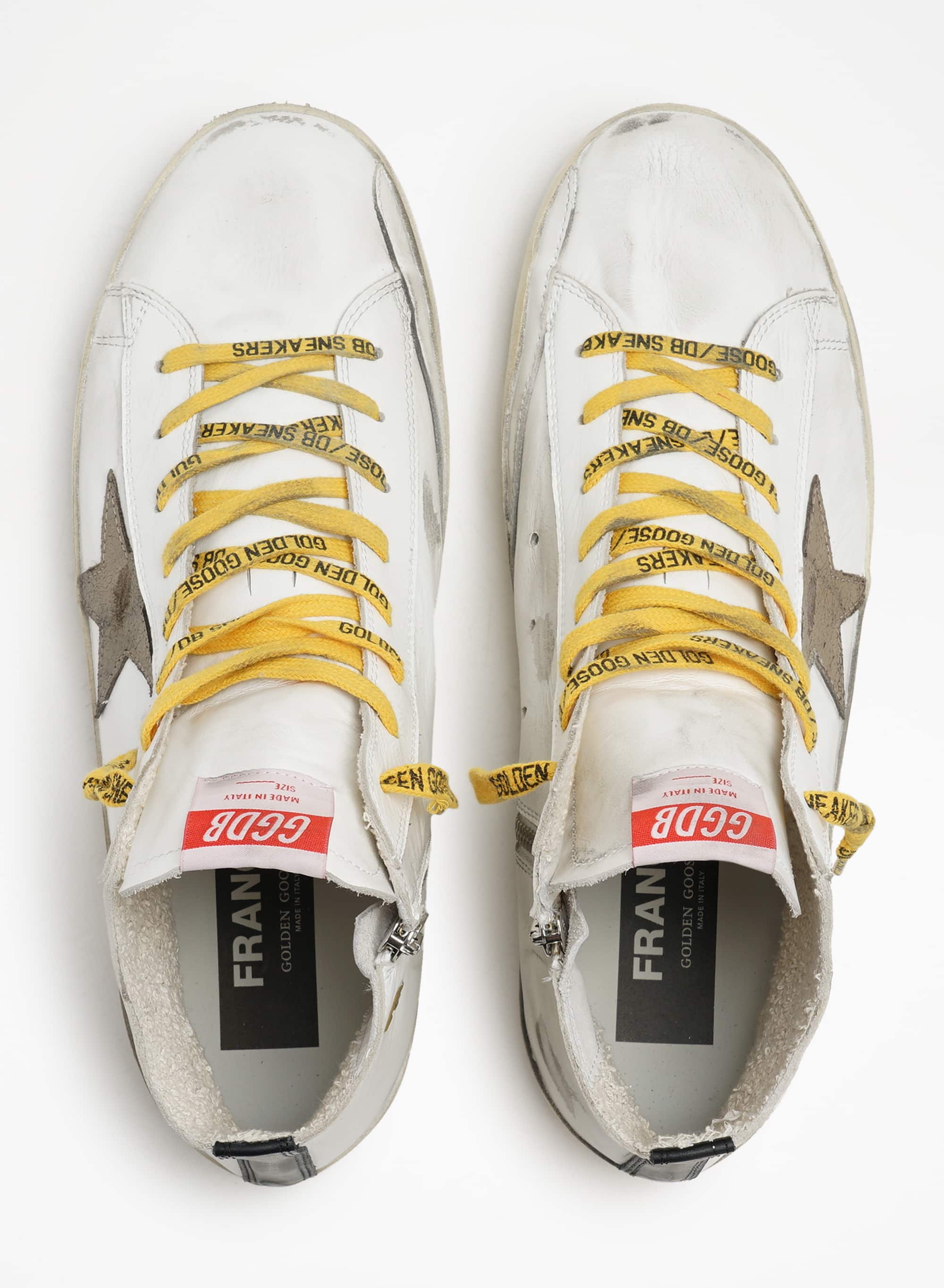 Men | Francy with White Leather & Kaki Star | White x Kaki x Black - Image 3