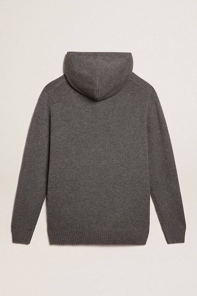 Men | Gray Melange Cashmere Blend Sweatshirt with Hood | Grey Melange - Image 12
