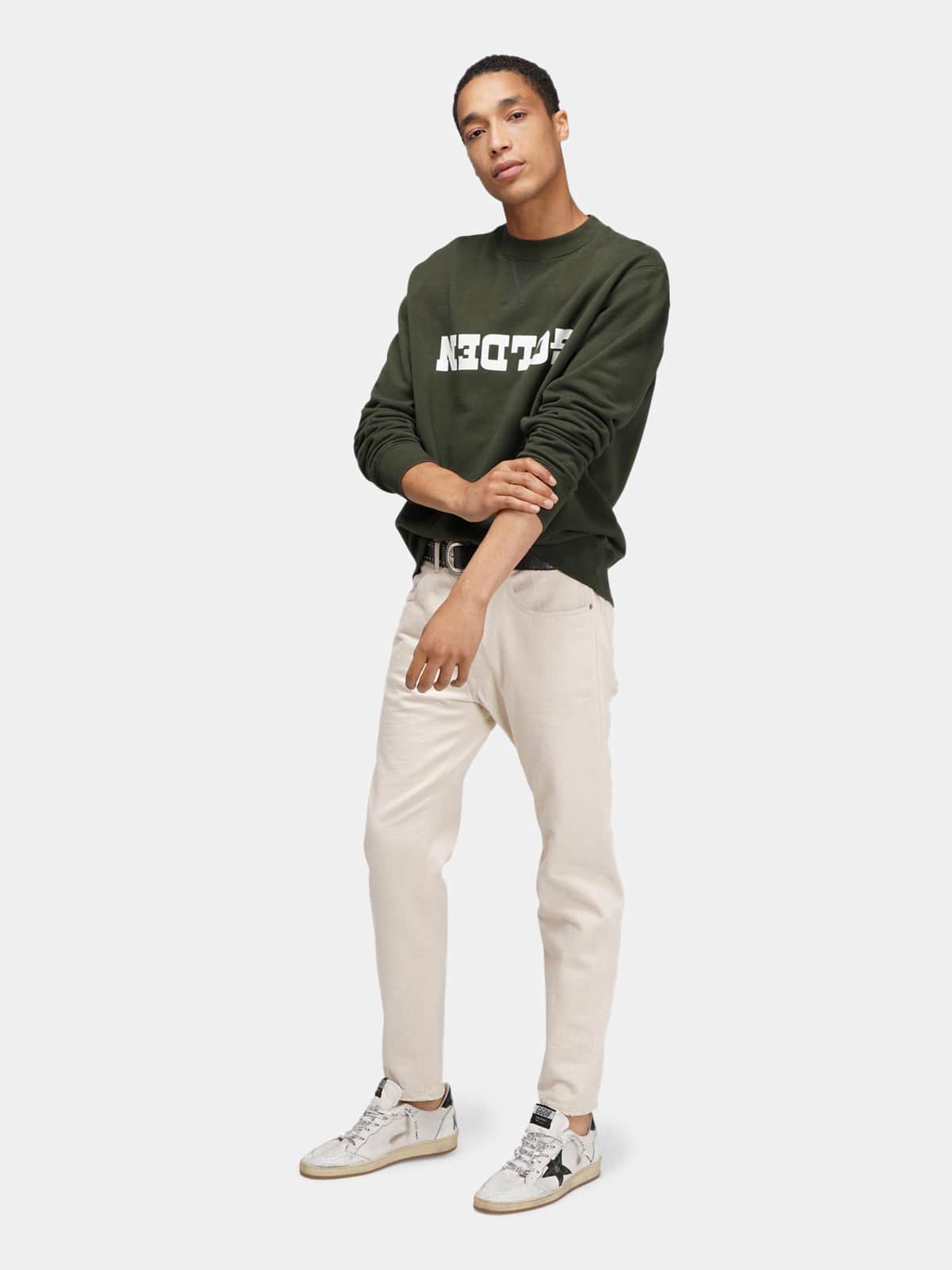Men | Green Golden Sweatshirt with Contrasting Golden Logo - Image 7