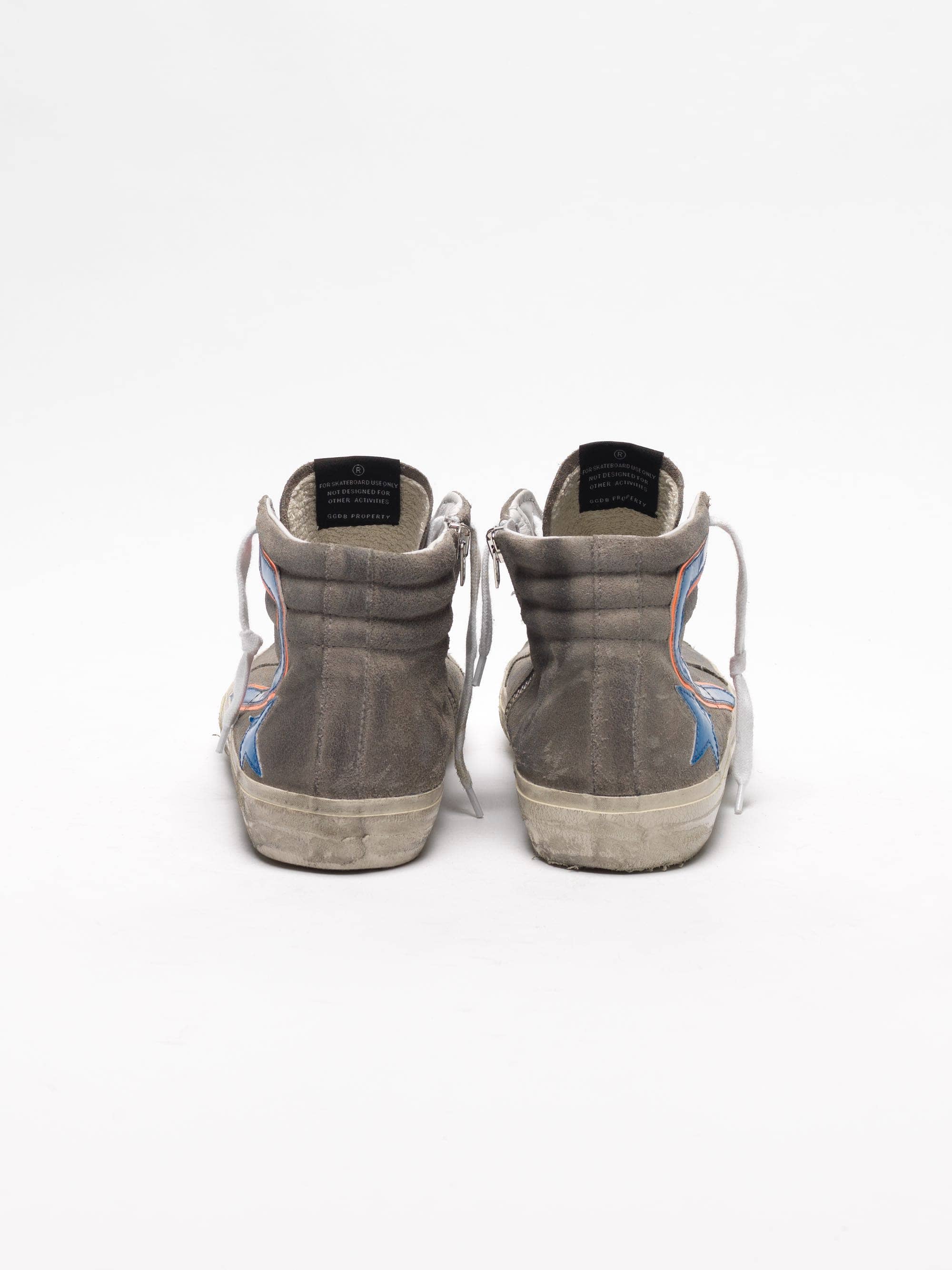 Men | Grey Slide Sneakers Suede with Electric Blue Details - Image 6