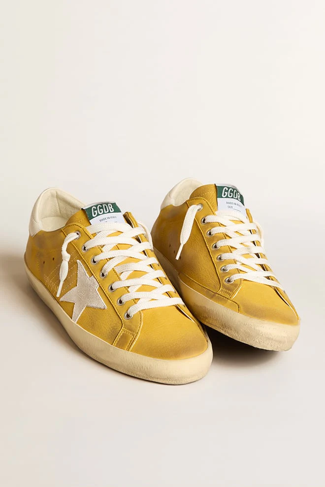 Men | Honey Super-Star with White Suede Star & White Nappa Leather Heel Tab | Honey x White - Image 4