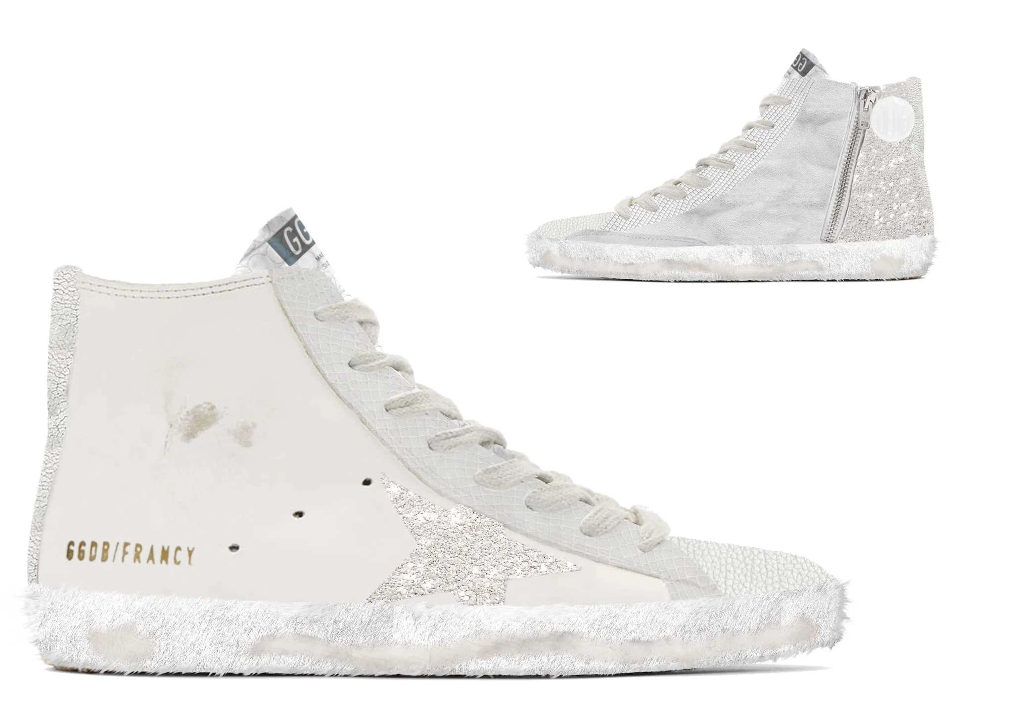 Men | Lab Limited Edition White & Glitter Francy Sneakers | Optic White - Image 2