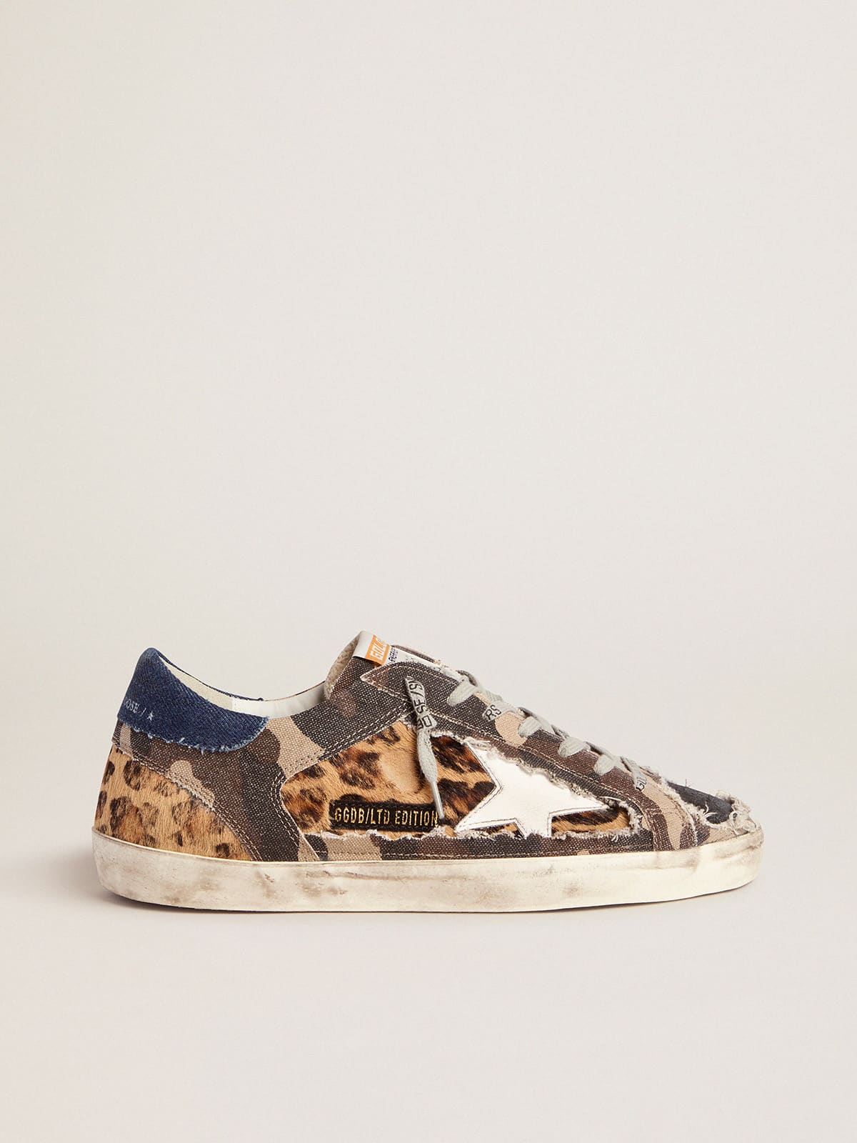 Men | Leopard-Print & Camouflage Patchwork Super-Star Sneakers | Brown Black Leo x Green Camouflage x White x Dark Blue - Image 5