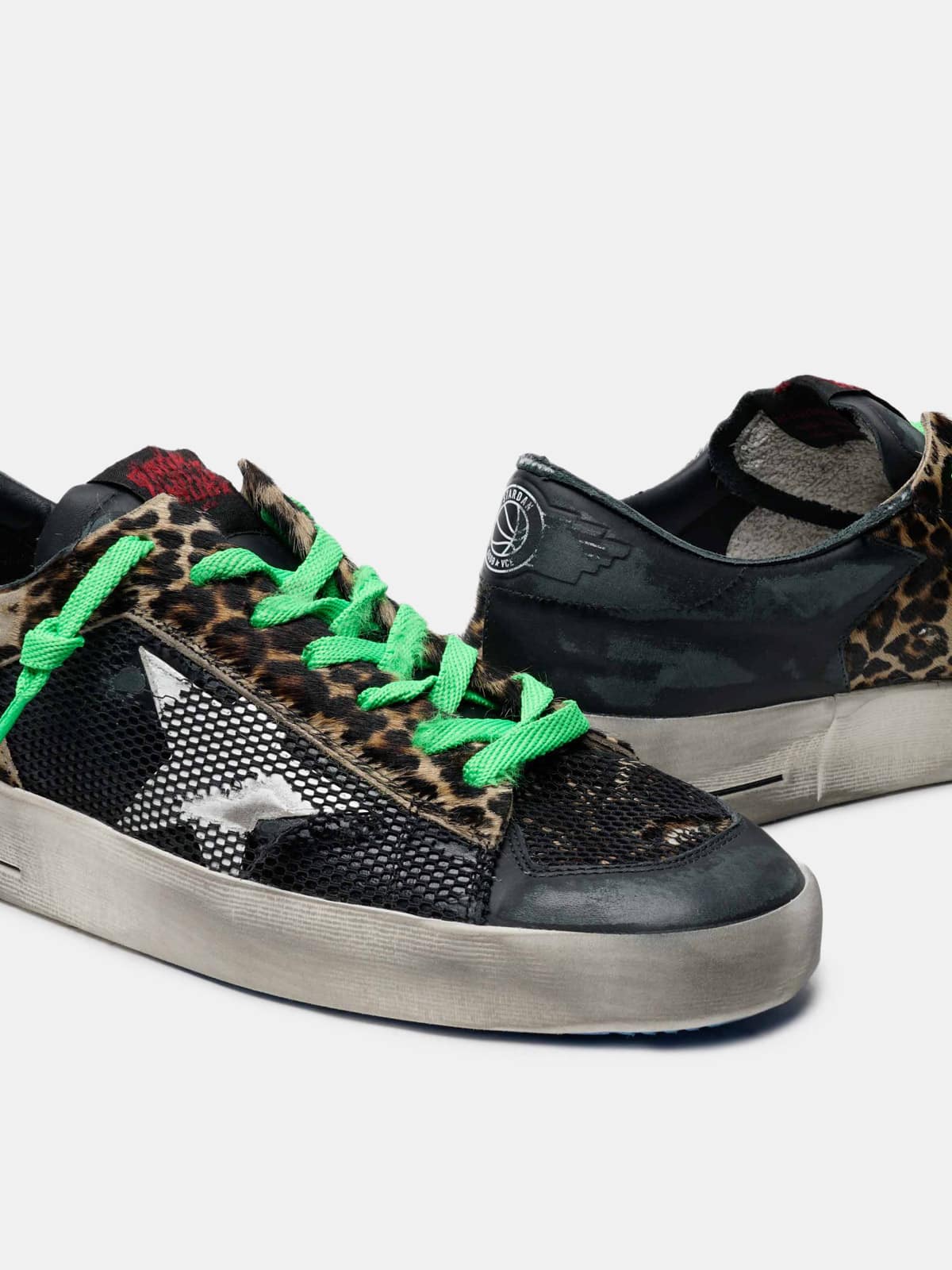 Men | Leopard Print Stardan Sneakers with Green Laces - Image 2