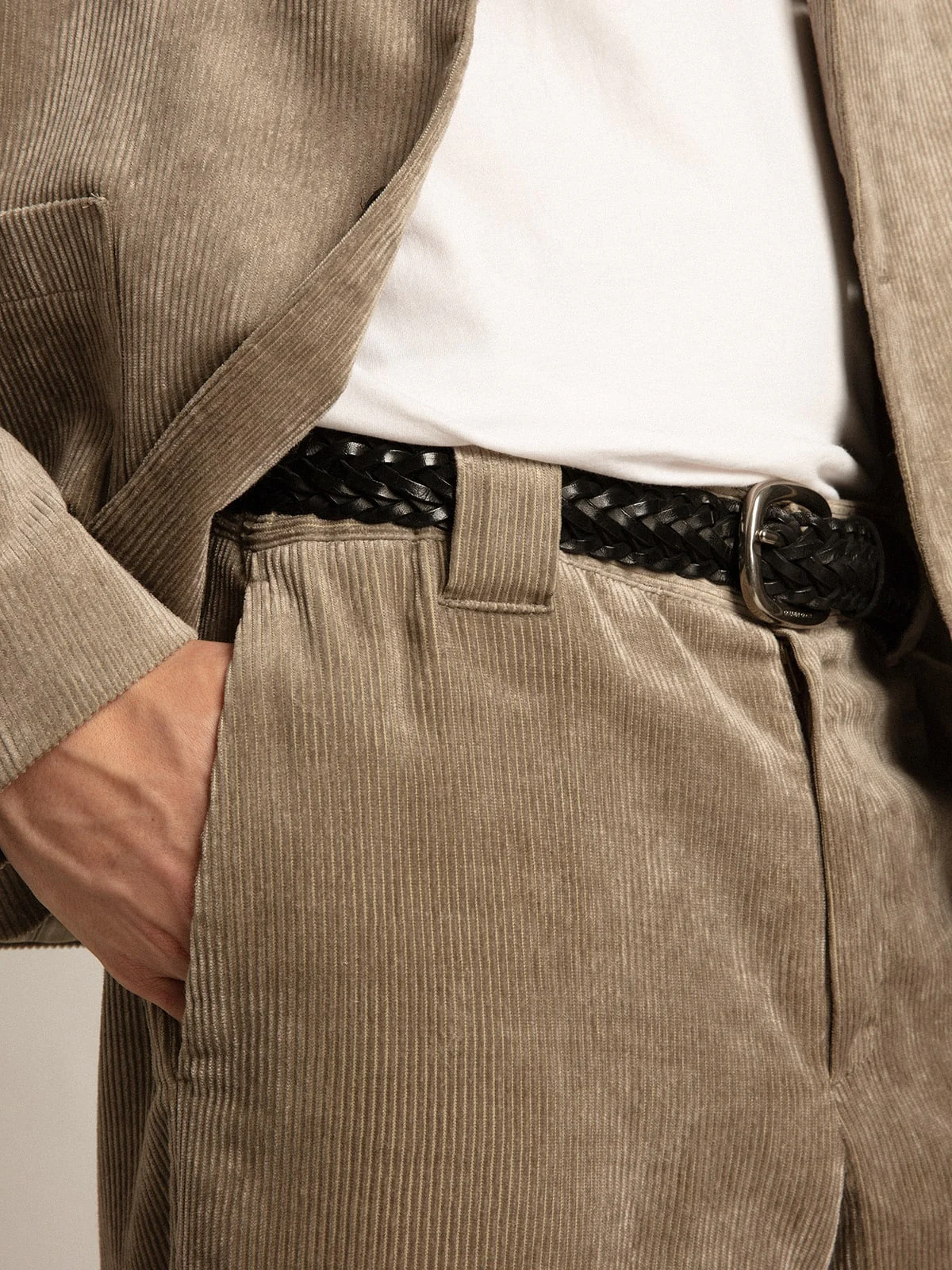 Men | Light Beige Corduroy Pants | Roasted Cashew - Image 6