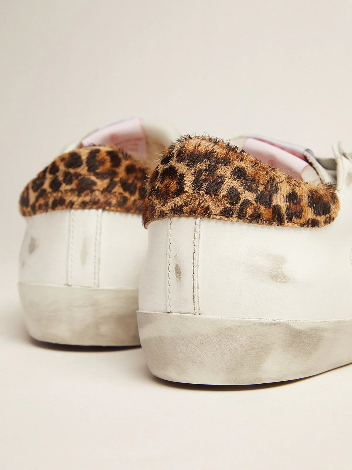 Men | Limited Edition Lab Super-Star Sneakers with Leopard-Print Heel Tab | White x Black x Brown Leo - Image 5