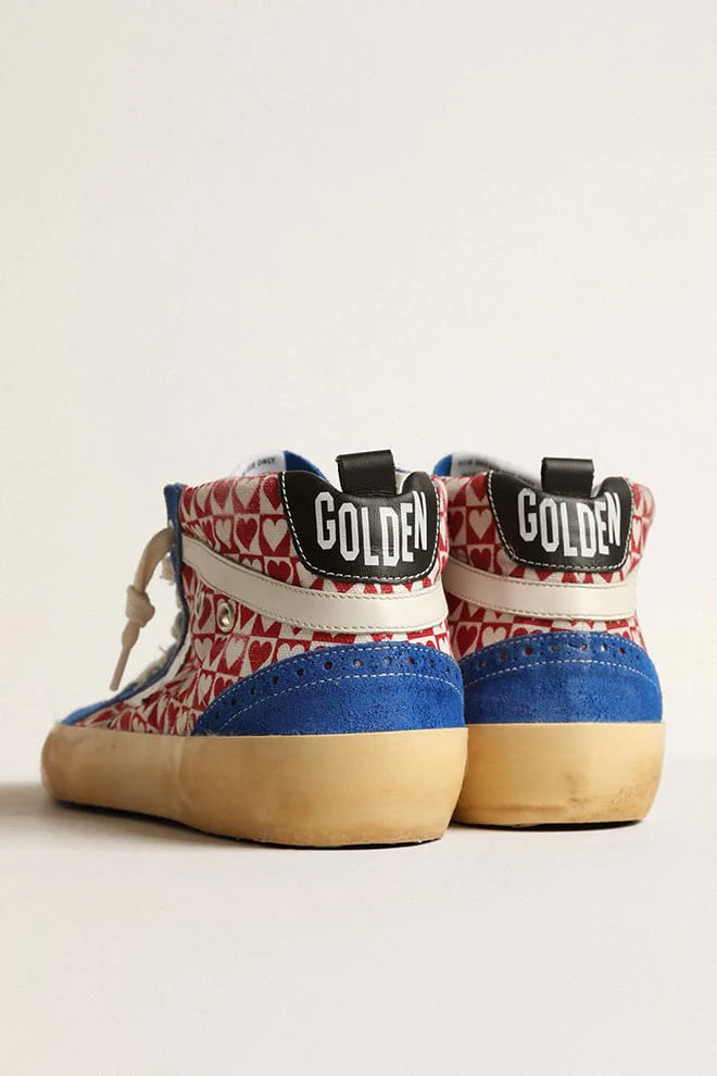 Men | Mid Star Canvas with Heart Print & Silver Star | White Red Check x Blue x Silver x Cream x Black - Image 5