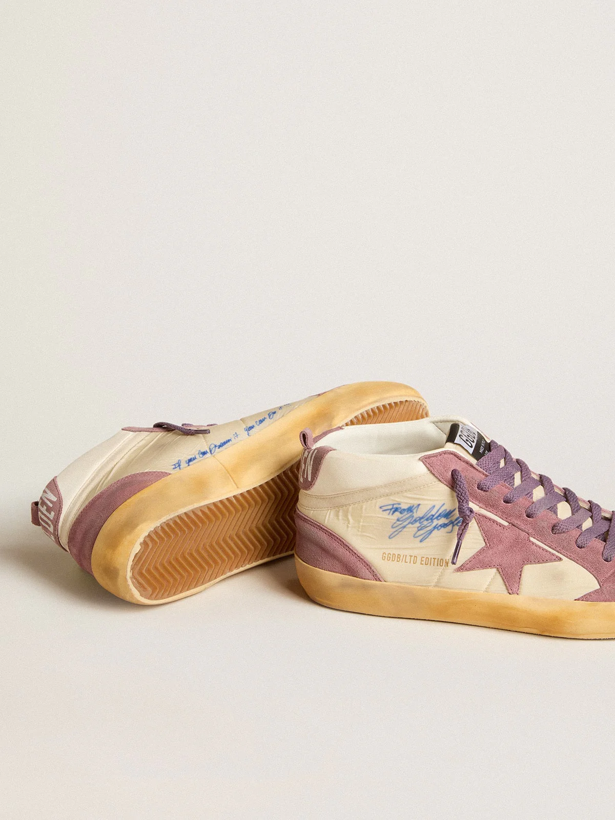 Men | Mid Star Lab Nylon & Nappa with Mauve Suede Star | Wistful Mauve x Cream x White - Image 3