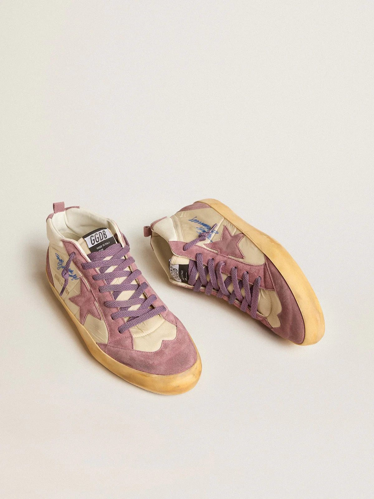 Men | Mid Star Lab Nylon & Nappa with Mauve Suede Star | Wistful Mauve x Cream x White - Image 4