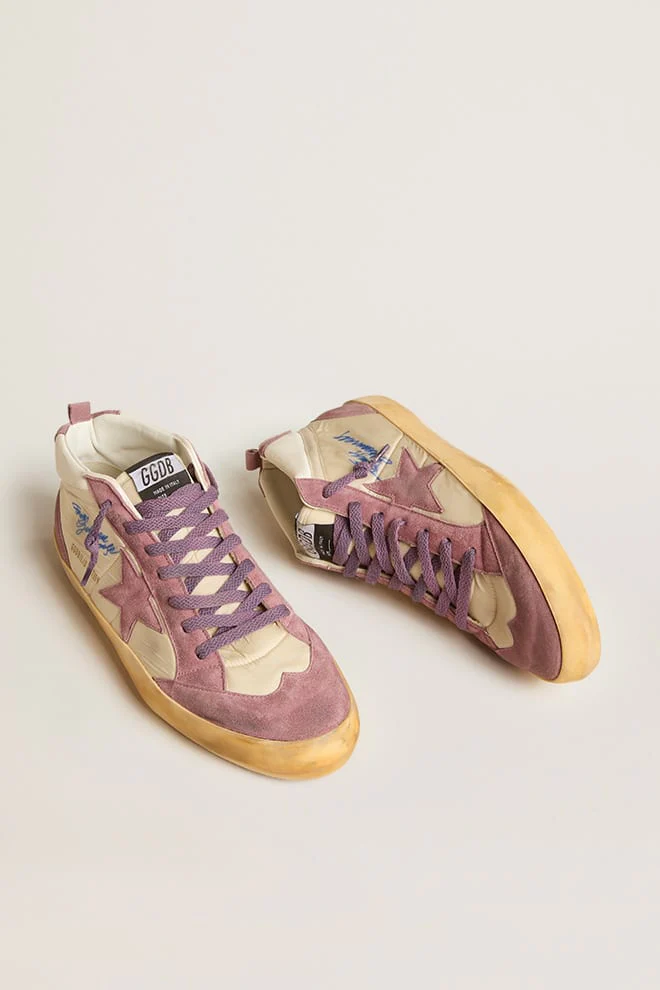 Men | Mid Star Lab Nylon & Nappa with Mauve Suede Star | Wistful Mauve x Cream x White - Image 7