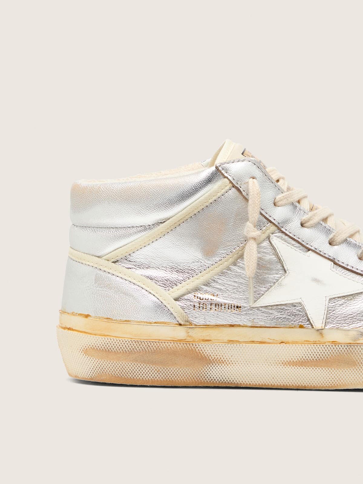 Men | Mid Star Ltd Silver Metallic Leather with Ivory Star | Silver x White Beige x White - Image 5