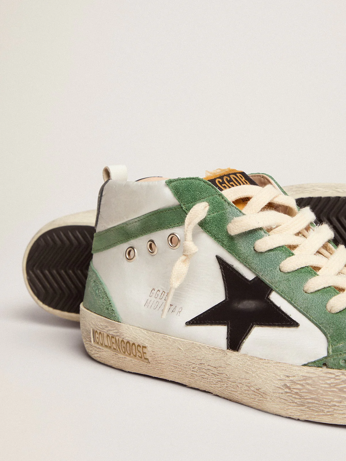 Men | Mid Star Ltd with Black Leather Star & Green Flash | White x Green x Black - Image 5