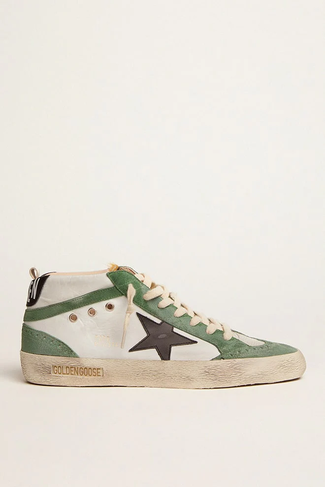 Men | Mid Star Ltd with Black Leather Star & Green Flash | White x Green x Black - Image 6