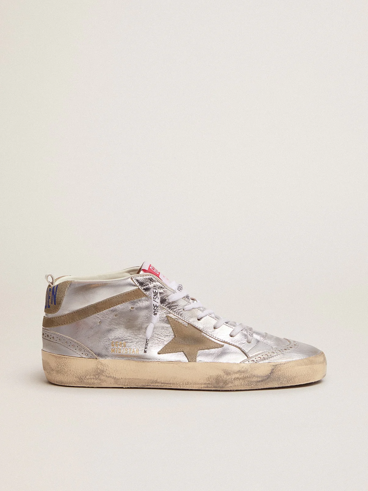 Men | Mid Star Silver Laminated Leather with Dove Gray Star & Flash | Silver x Taupe - Image 6