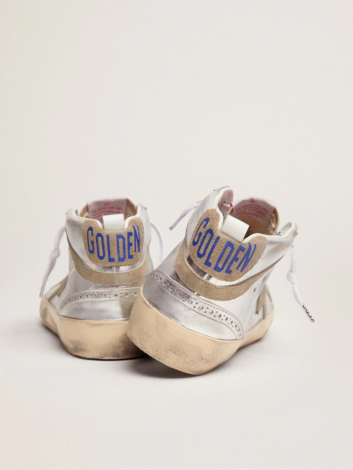 Men | Mid Star Silver Laminated Leather with Dove Gray Star & Flash | Silver x Taupe - Image 7