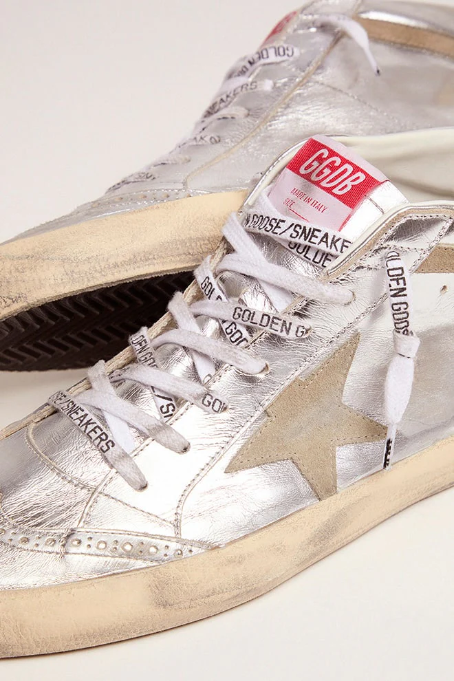 Men | Mid Star Silver Laminated Leather with Dove Gray Star & Flash | Silver x Taupe - Image 9