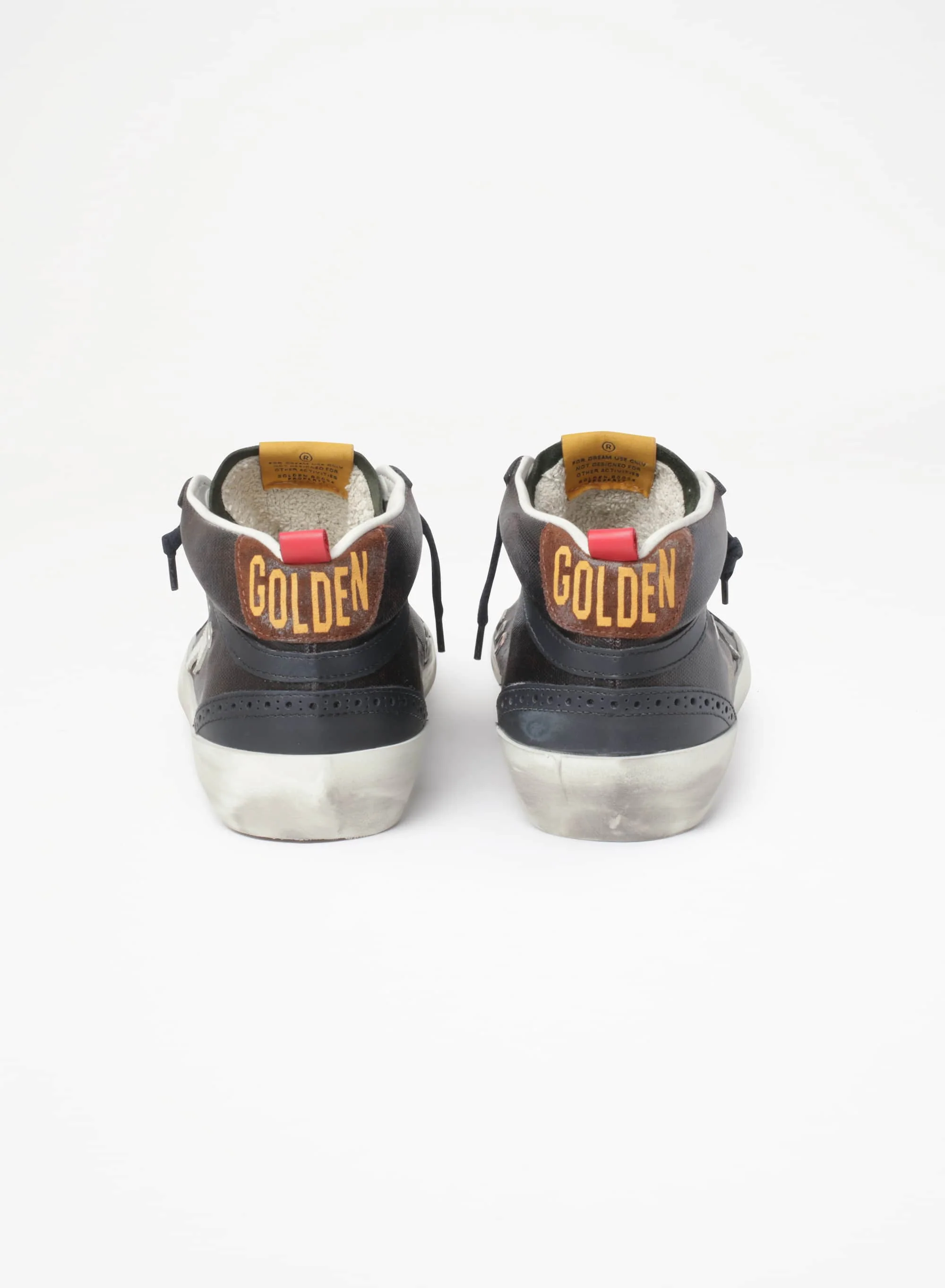 Men | Mid Star Sneakers Dark Blue Canvas with White Leather Star | Dark Brown x White x Dark Blue - Image 5