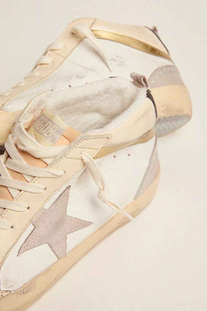 Men | Mid Star with Light Gray Suede Star & Gold Flash | White x Ivory x Light Lilac x Light Grey x Gold x Black - Image 7