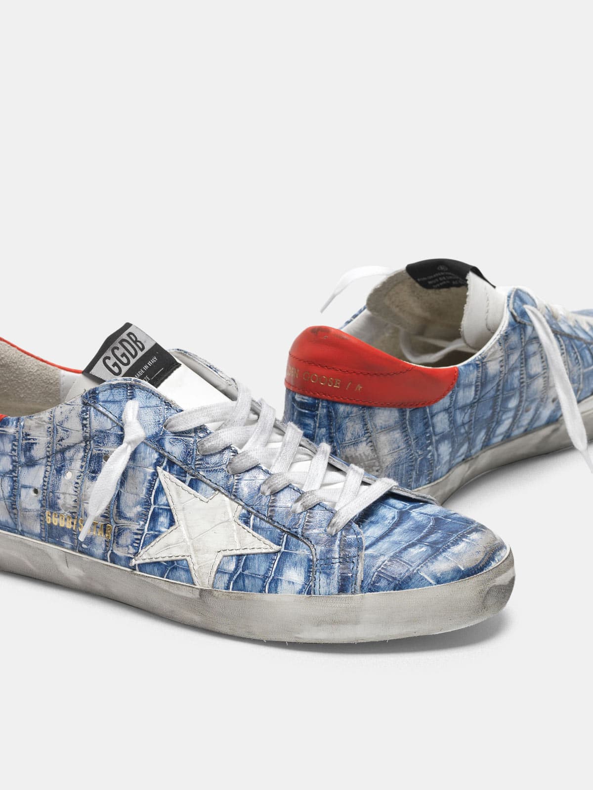 Men | Navy Blue Super-Star Sneakers Croc-Print Leather - Image 8