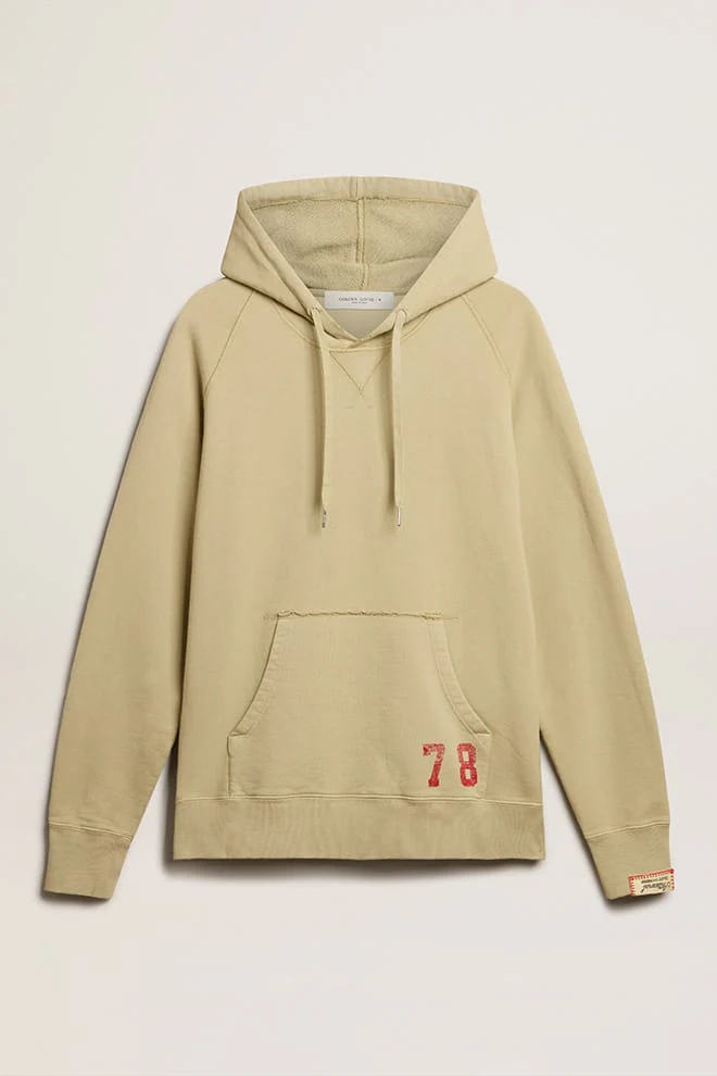 Men | Pale Eucalyptus-Colored Hoodie with Front Pocket | Eucalyptus x Dark Red - Image 5