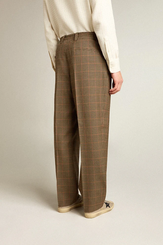 Men | Pants Three-Colored Houndstooth | Beige x Black x Savvy Red - Image 2