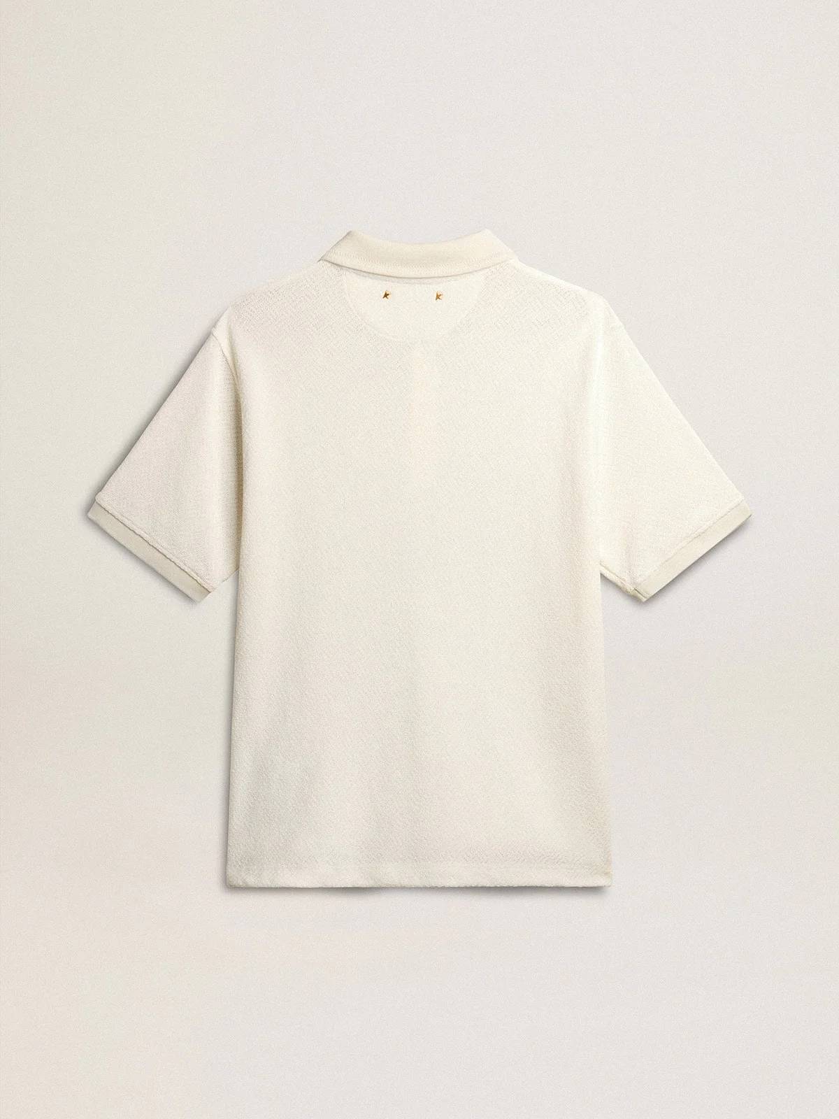 Men | Polo Shirt White Cotton with Mother-Of-Pearl Buttons | White - Image 7
