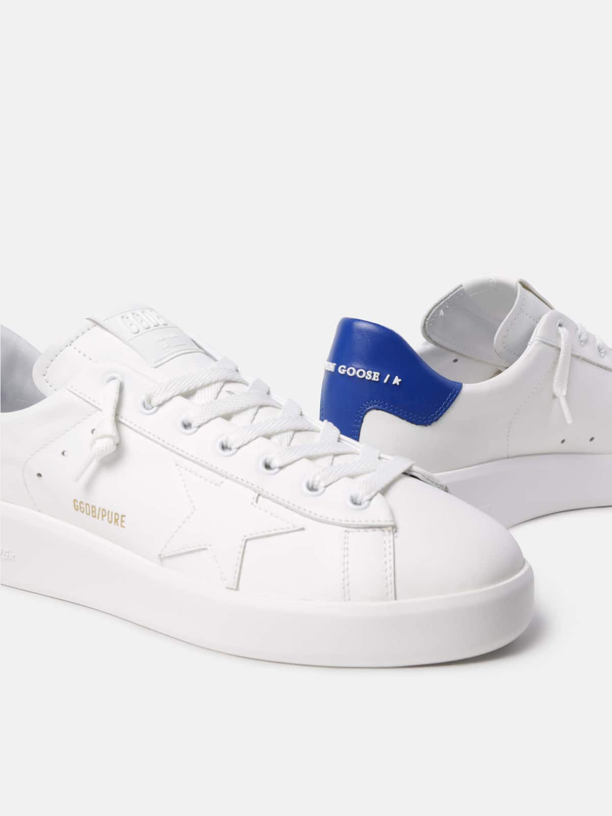 Men | Purestar Sneakers with Blue Heel Tab | White x Bluette - Image 3