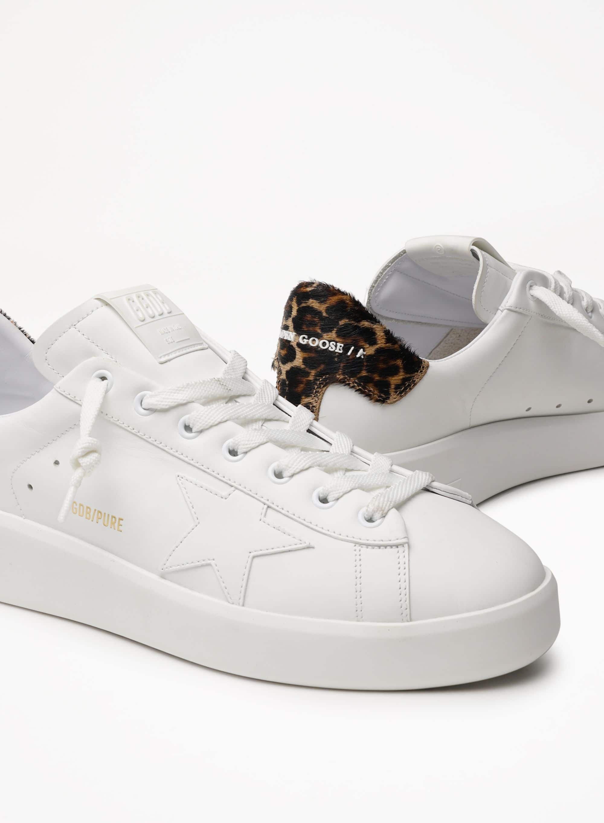 Men | Purestar Sneakers with Leopard-Print Heel Tab | White x Brown Leo - Image 3