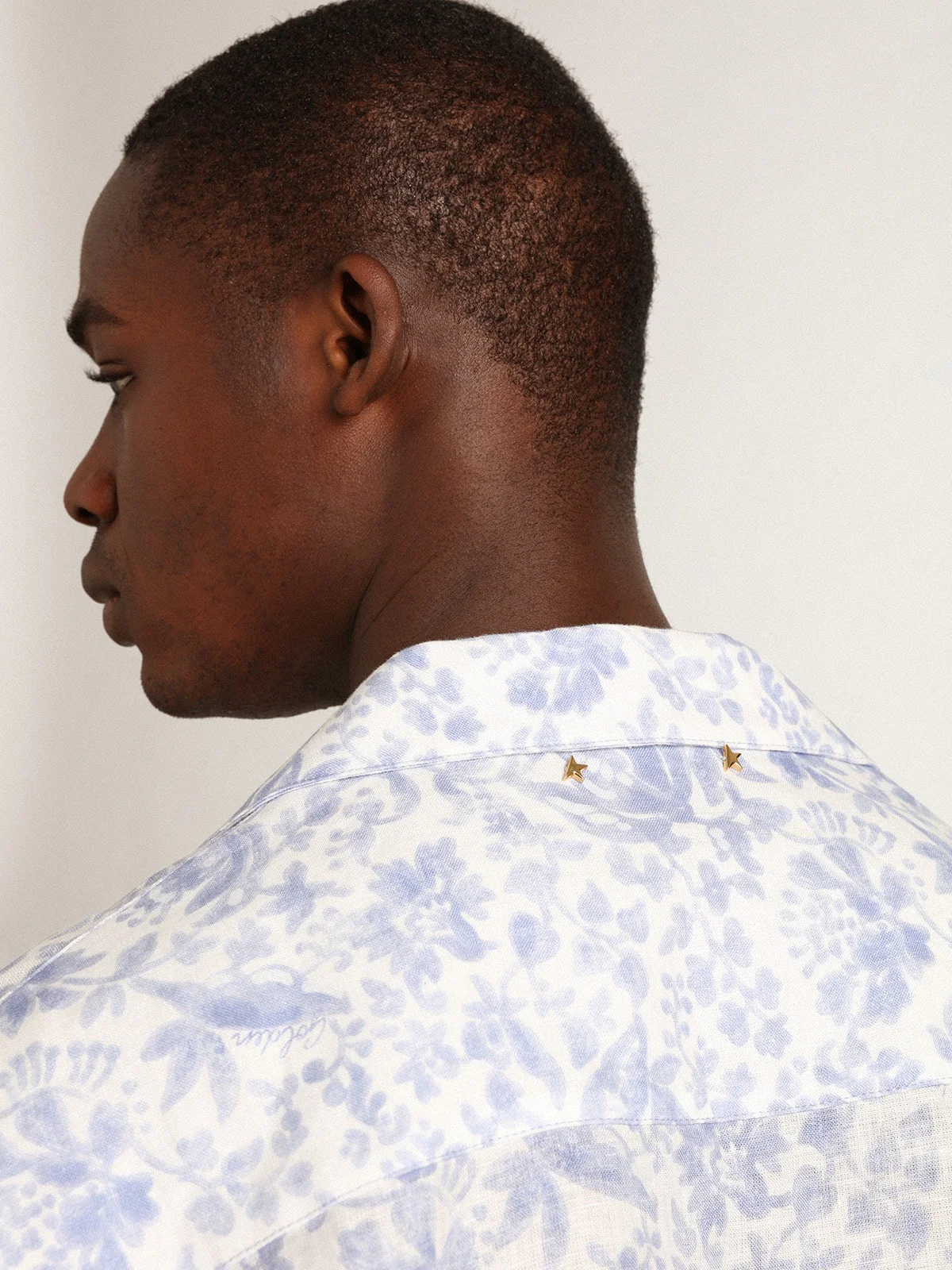 Men | Resort Collection Linen Shirt with Mediterranean Blue Print | Mediterranian Blue - Image 10