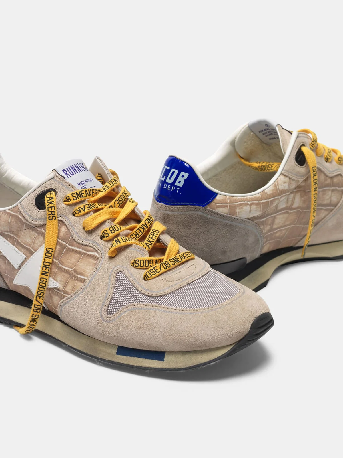 Men | Running Sneakers Croc Print & Nude Suede - Image 8