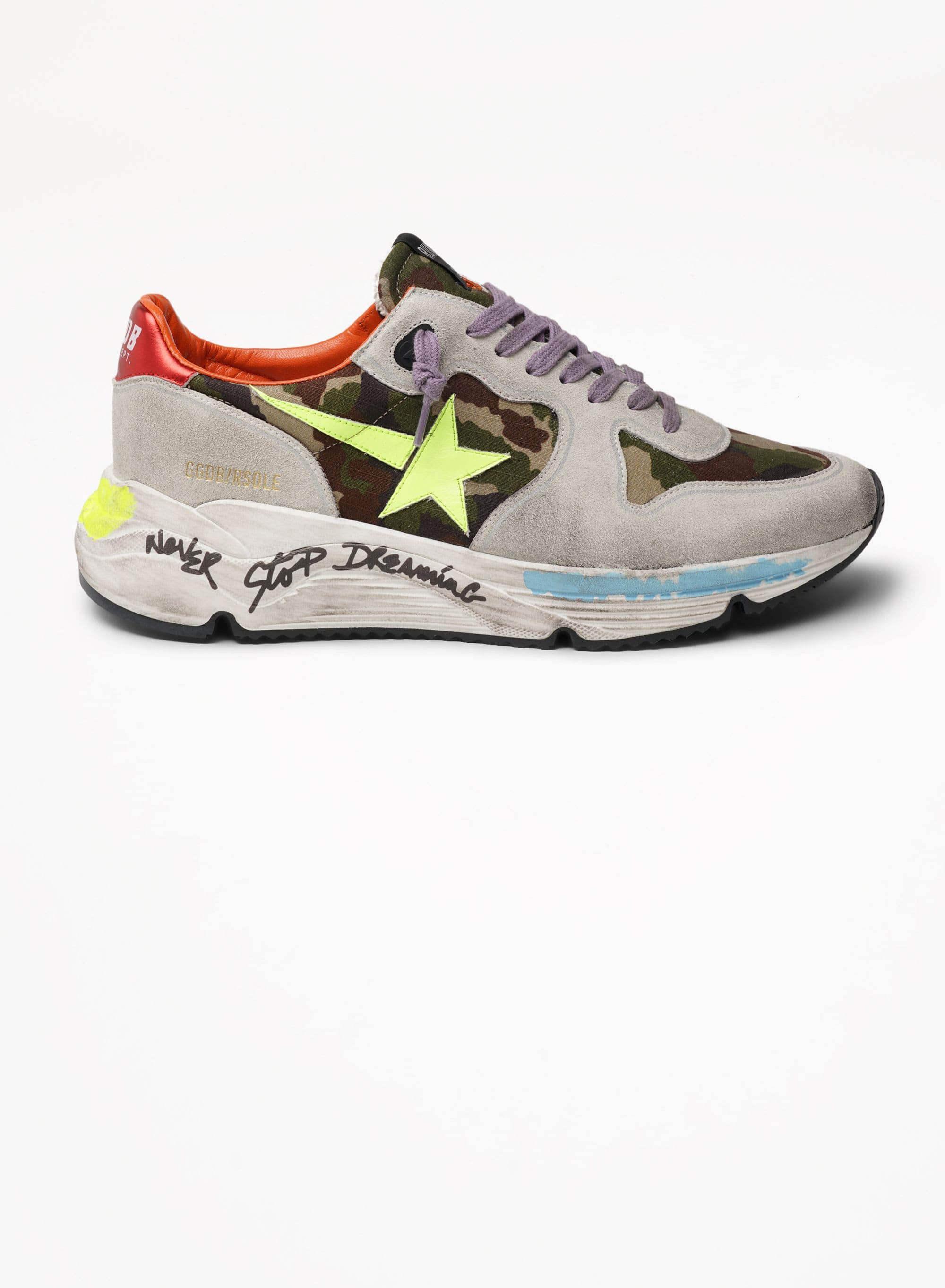 Men | Running Sole Camouflage Upper Leather Star Signature | Green Camouflage x Ice x Yellow Fluo x Red - Image 4