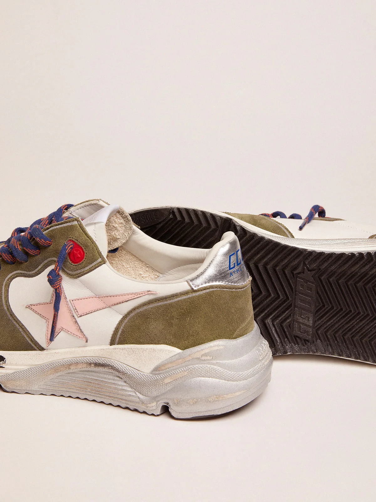 Men | Running Sole Dark Green Suede with Rose Quartz Star & Silver Heel Tab | White x Dark Green x Rose Quartz x Silver - Image 3