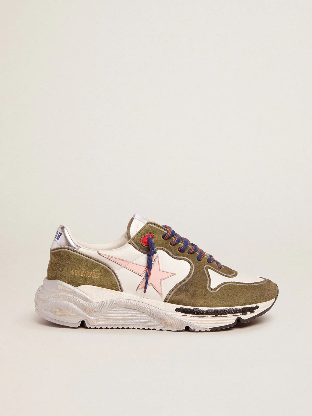 Men | Running Sole Dark Green Suede with Rose Quartz Star & Silver Heel Tab | White x Dark Green x Rose Quartz x Silver - Image 6