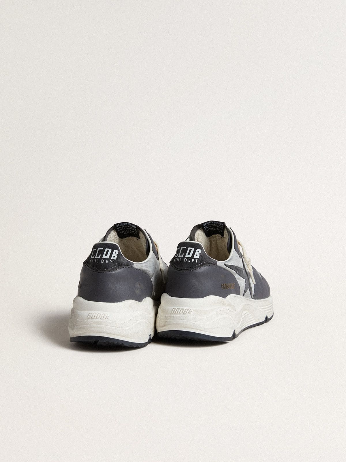 Men | Running Sole Gray Nylon & Black Nappa Leather with A Black Suede Star | Silver x Ebony x Black - Image 4