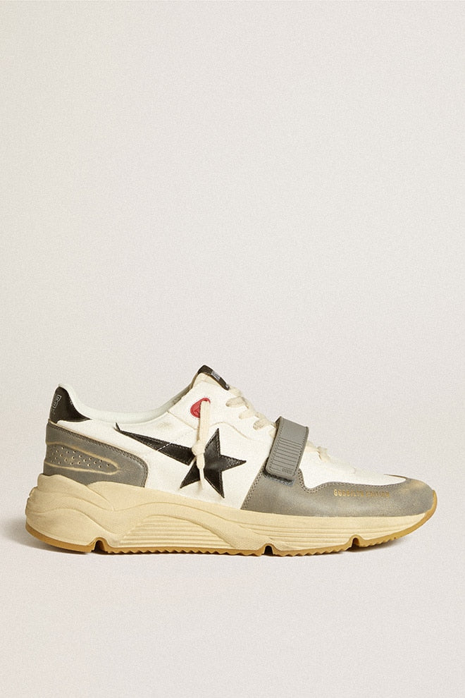 Men | Running Sole Lab Cream-Colored Leather with Gray Strap & Black Star | Cream x Grey x Black - Image 6